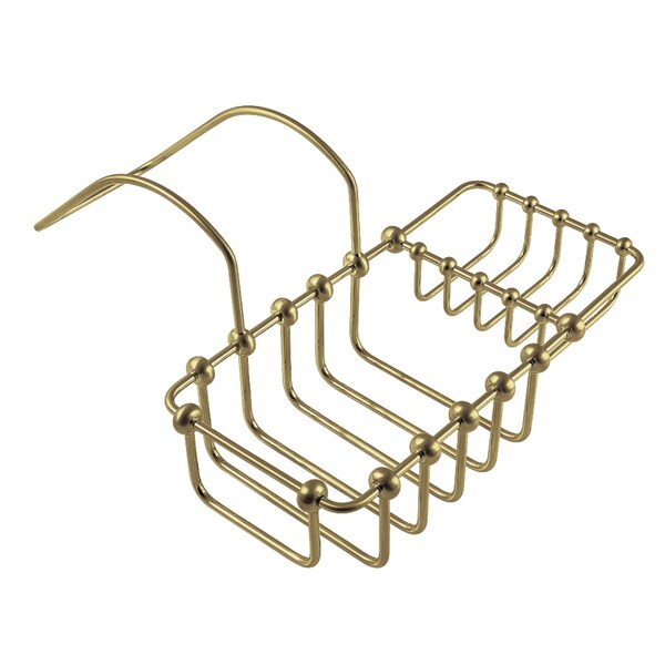 Clawfoot Tub Rim Soap and Sponge Holder, Brushed Brass